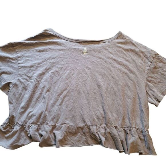 NWT Free People Movement Top Women's Large Brown Acadia Ruffle Crop Cotton - Picture 3 of 4